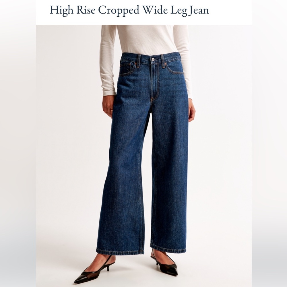 Abercrombie high waisted wide leg crop denim